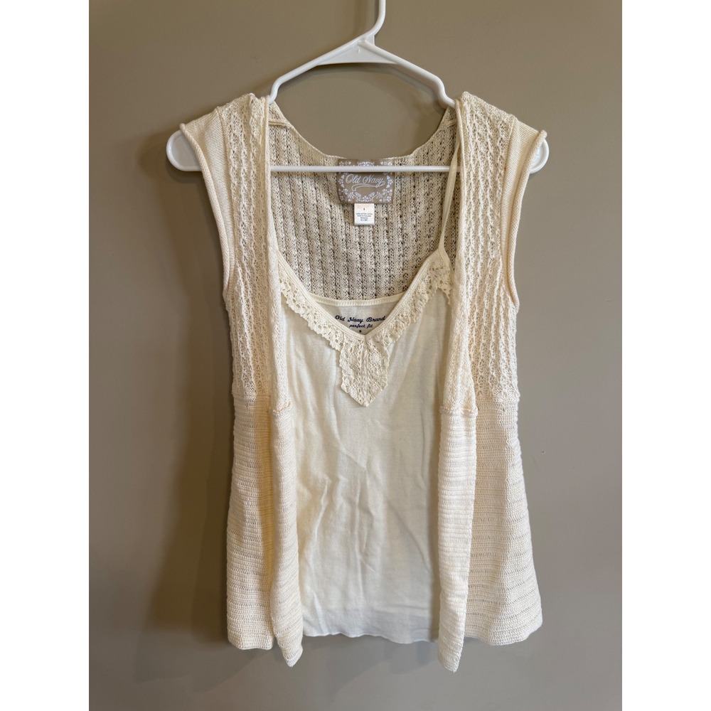 Old Navy Womens Cream Knit Layered‎ Vest Top Size S